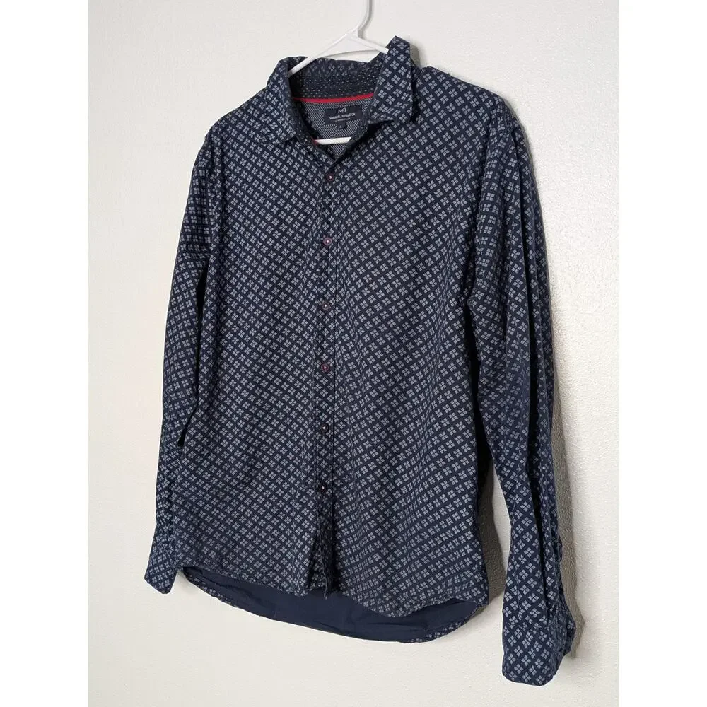 Michael Brandon Shirt Mens Large Slim Fit Button Up Stretch Classiccore Blue Top - Picture 3 of 10